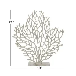 Silver Metallic Coastal Branch Statue