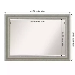 Silver Patina Scallop Framed Mirror, 30x42 in.