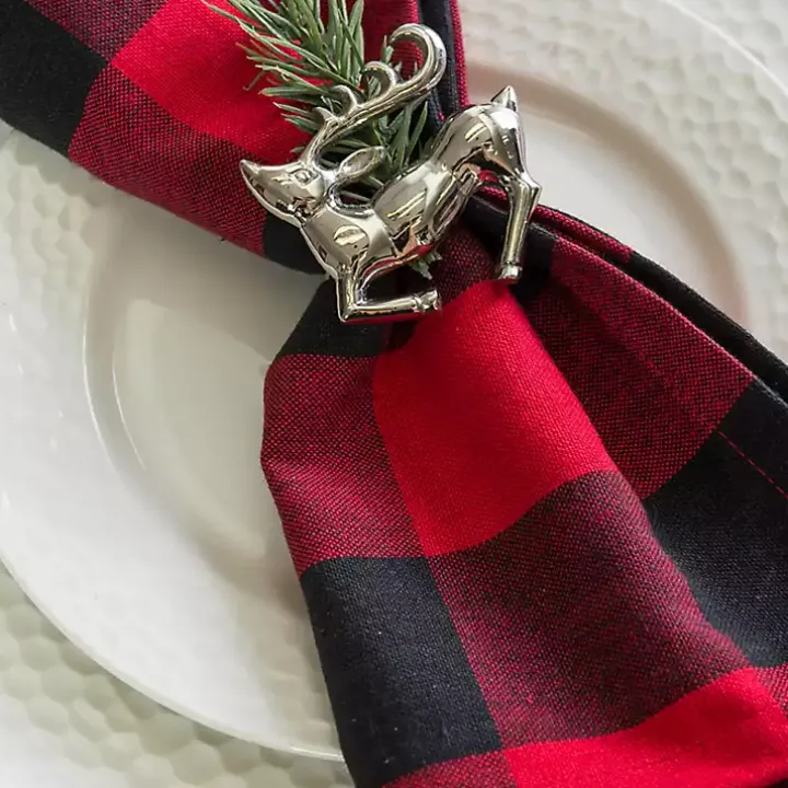 Silver Stag Napkin Rings, Set of 6
