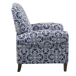 Sky Blue Fretwork Upholstered High Back Recliner