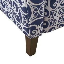 Sky Blue Fretwork Upholstered High Back Recliner
