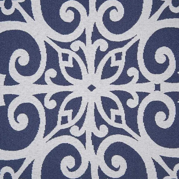 Sky Blue Fretwork Upholstered High Back Recliner