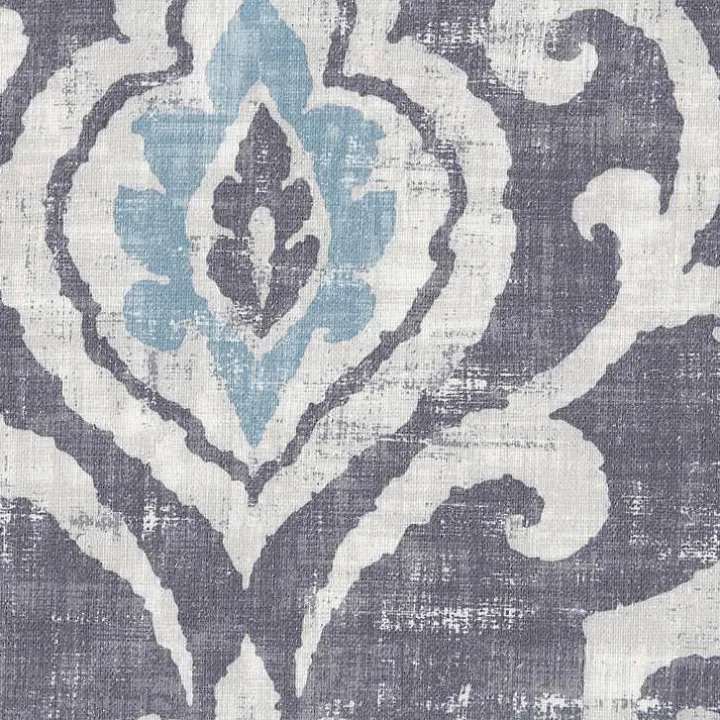 Slate Blue Ikat Storage Ottoman