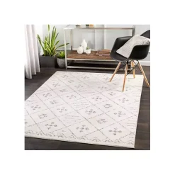Slate Gray Diamond Print Area Rug, 7x10