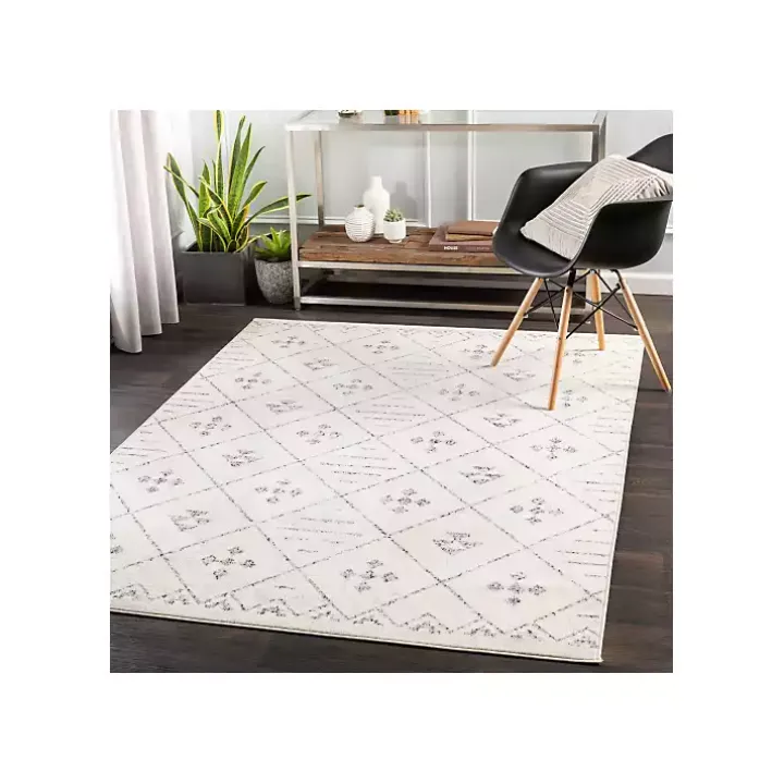 Slate Gray Diamond Print Area Rug, 7x10