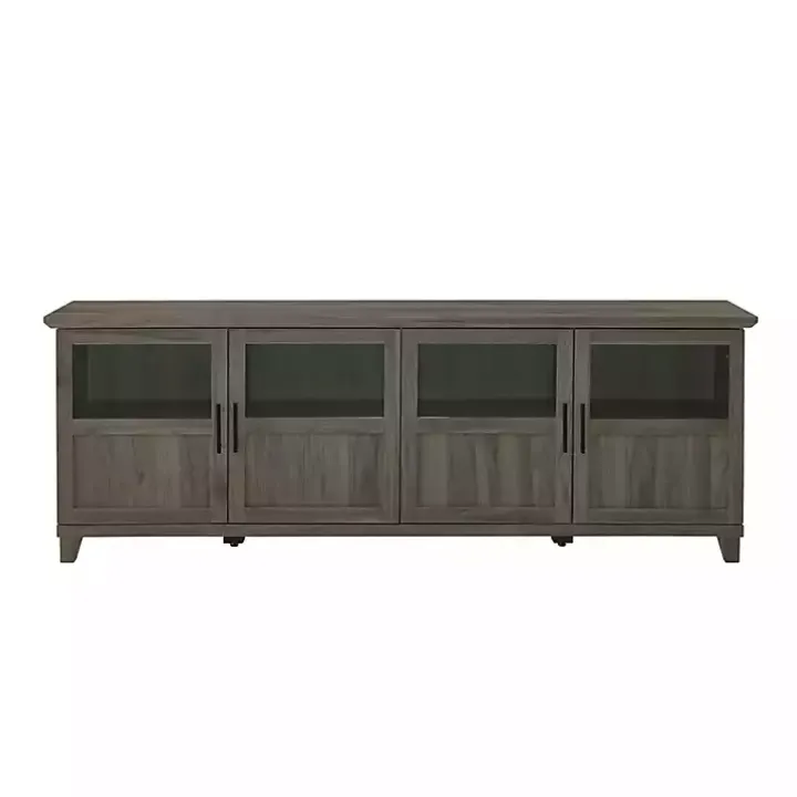 Slate Gray Glass Paneled Door TV Stand