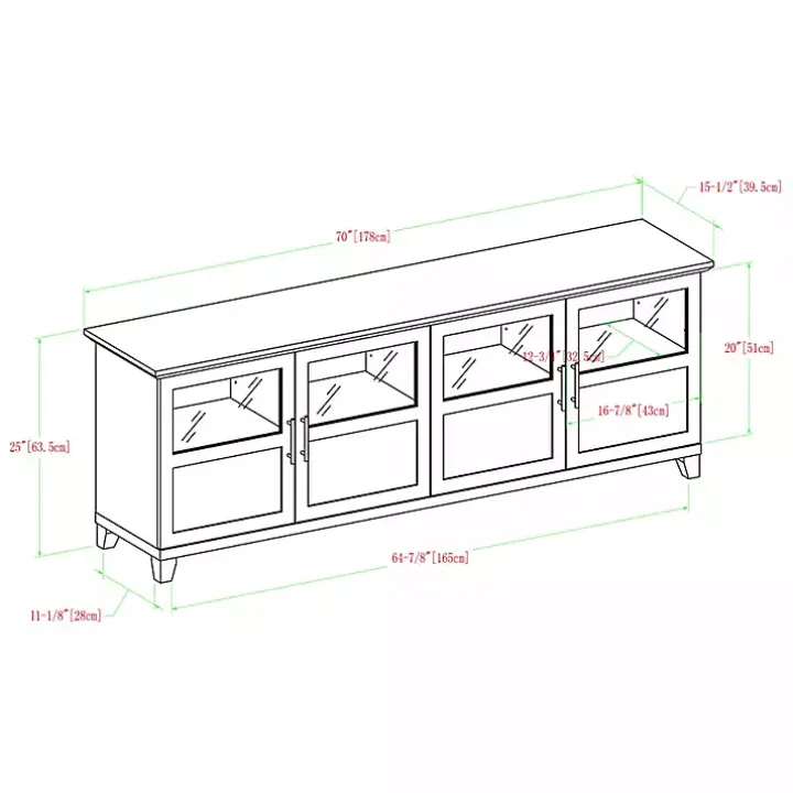 Slate Gray Glass Paneled Door TV Stand