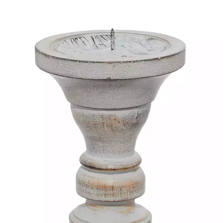 Slate Rustic Mango Wood 3-pc. Candle Holder Set