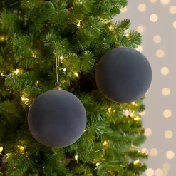 Slate Velvet Ball 2-pc. Ornament Set, 4 in.