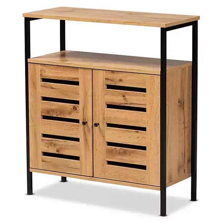 Slatted Oak Wood Cabinet