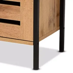 Slatted Oak Wood Cabinet