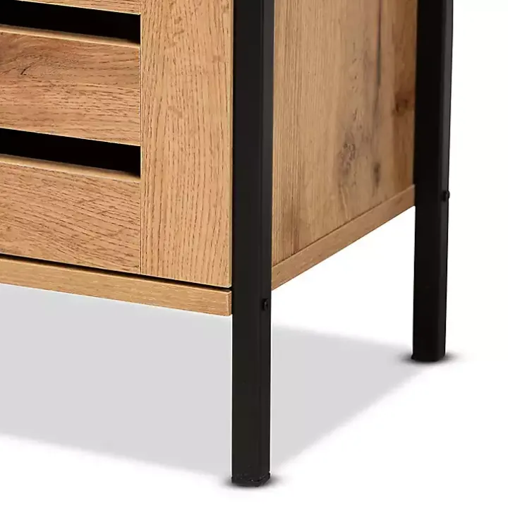 Slatted Oak Wood Cabinet