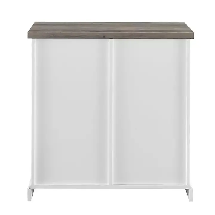 Slatted Sliding Barn Door White and Gray Cabinet