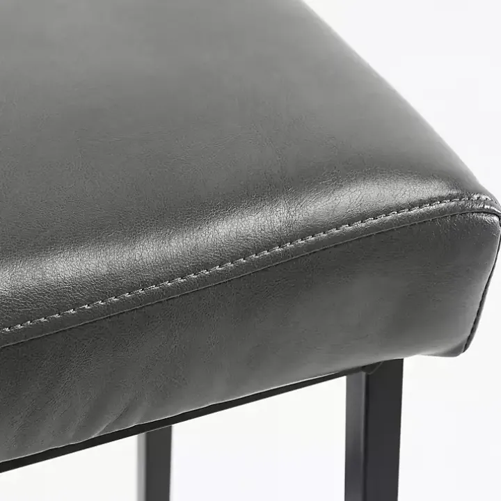 Smokey Gray Faux Leather Counter Stools, Set of 2