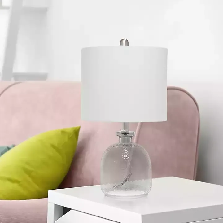 Smokey Gray Hammered Glass Gray Shade Table Lamp