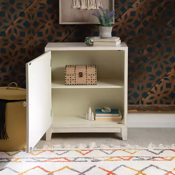 Smokey White Resin Medallion Door Cabinet