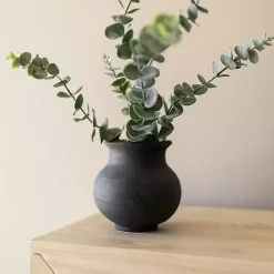 Smoky Black Terracotta Vase, 5 in.