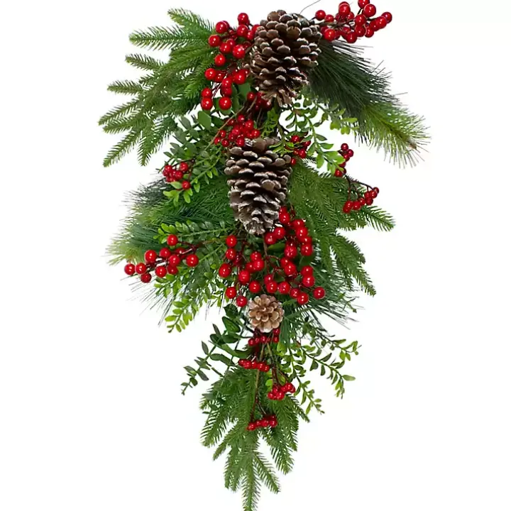 Snow Berry Pine Teardrop Christmas Swag