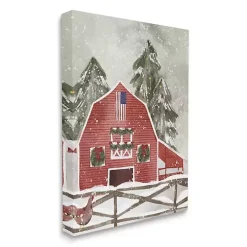 Snowy Christmas Barn Canvas Art Print