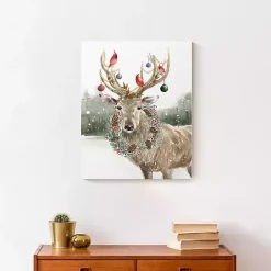 Snowy Christmas Deer Canvas Art Print