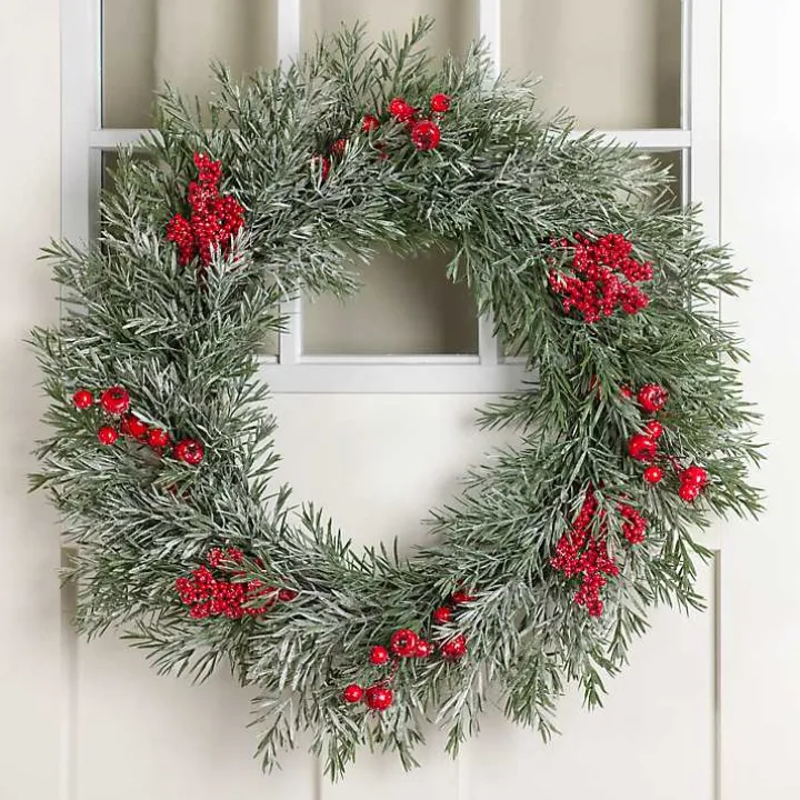Snowy Japanese Pine and Berry Wreath