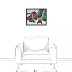 Snowy Red Barn Black Framed Canvas Art Print
