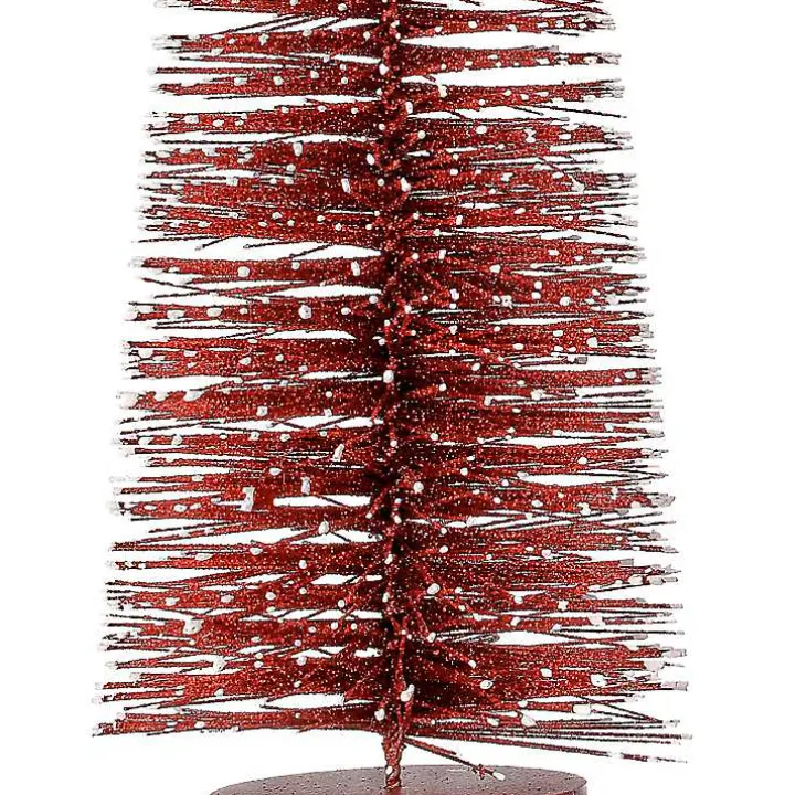 Snowy Red Bristle Christmas Trees, Set of 3