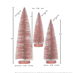 Snowy Red Bristle Christmas Trees, Set of 3