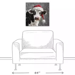 Snowy Santa Cow Canvas Art Print
