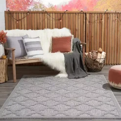 Soft Silver Trellis Outdoor Area Rug, 4x6
