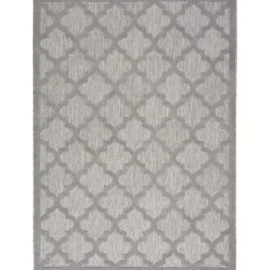 Soft Silver Trellis Outdoor Area Rug, 4x6