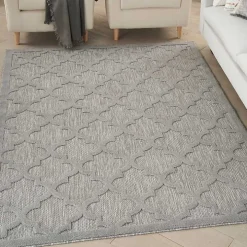 Soft Silver Trellis Outdoor Area Rug, 4x6
