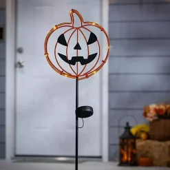 Solar Pre-Lit Jack O Lantern Yard Stakes, Set of 2