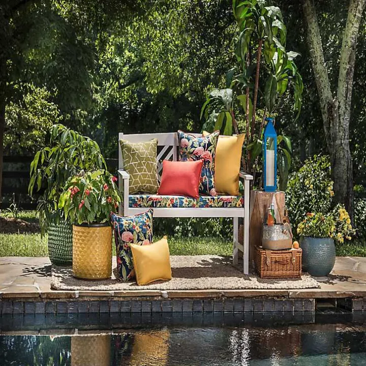 Solid Yellow Outdoor Lumbar Pillows, Set of 2