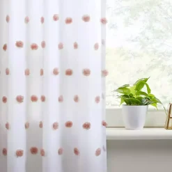 Sophie Blush Pom Pom Curtain Panel, 84 in.