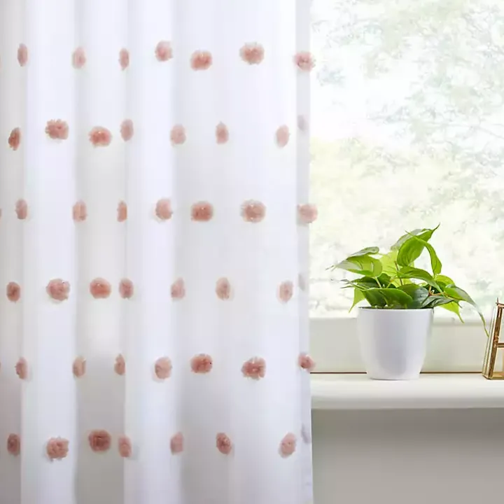 Sophie Blush Pom Pom Curtain Panel, 84 in.