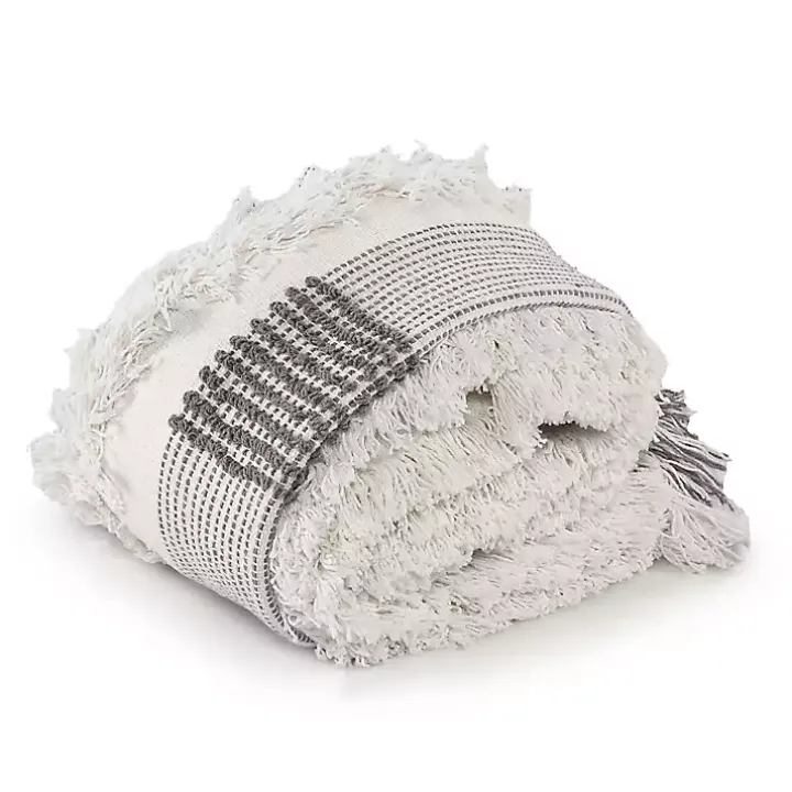Spencer Gray and White Plaid Throw