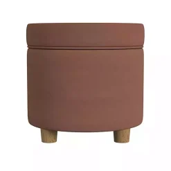 Spice Round Velvet Storage Ottoman