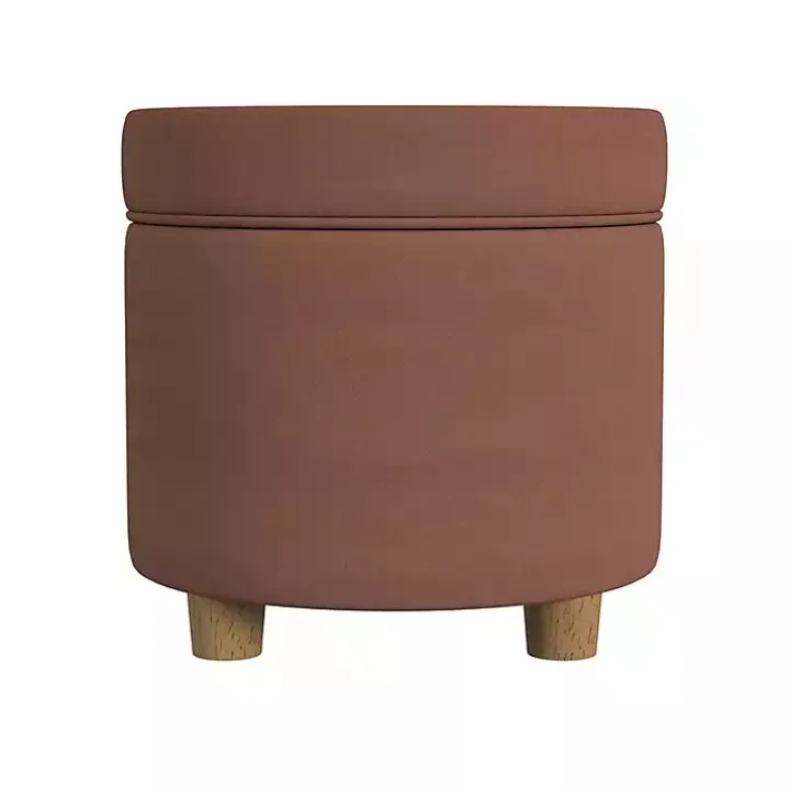 Spice Round Velvet Storage Ottoman