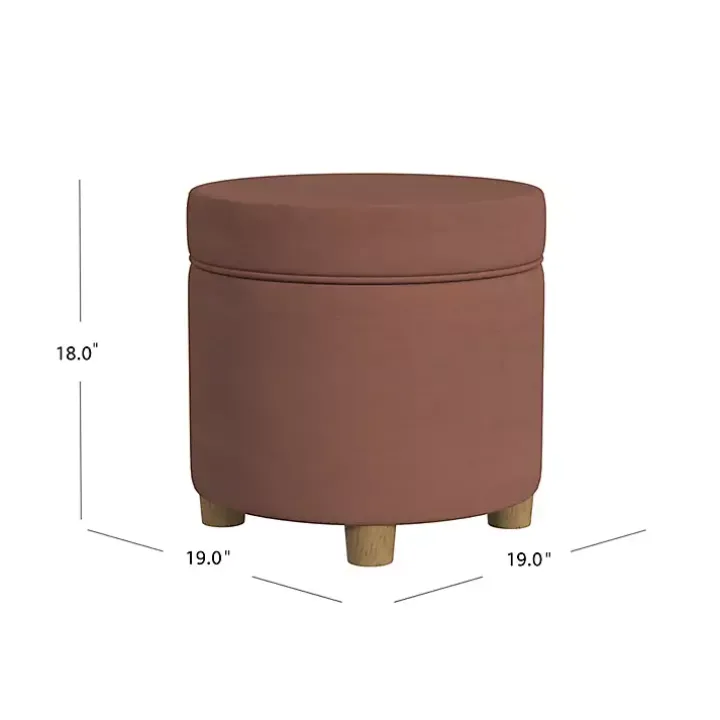 Spice Round Velvet Storage Ottoman