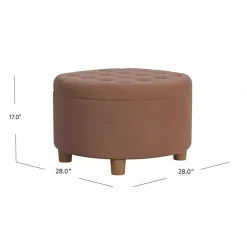 Spice Round Velvet Tufted Storage Ottoman