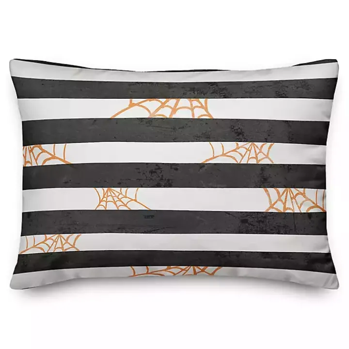Spiderwebs and Stripes Pattern Throw Pillow