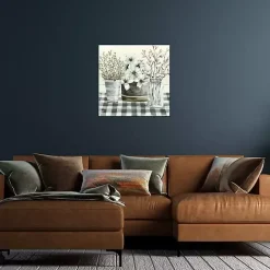 Spring Floral Gingham Canvas Art Print