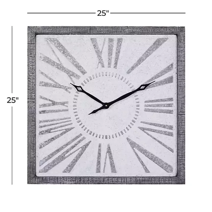 Square Galvanized Metal Wall Clock