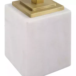 Square Glass and White Marble Accent Table