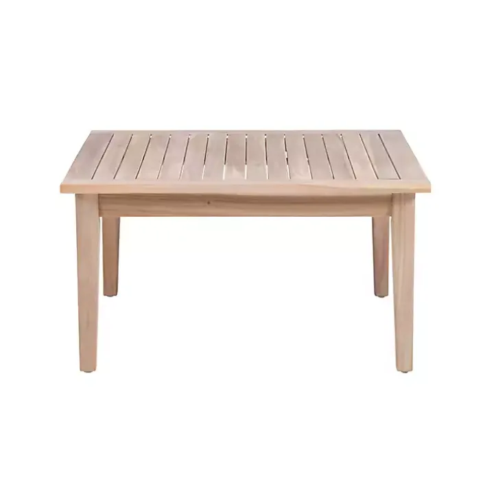 Square Natural Wood Slatted Outdoor Coffee Table