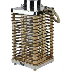 Square Rattan Hurricane Lantern with Jute Rope