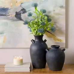 Stamos Matte Black Terracotta Vase, 14 in.