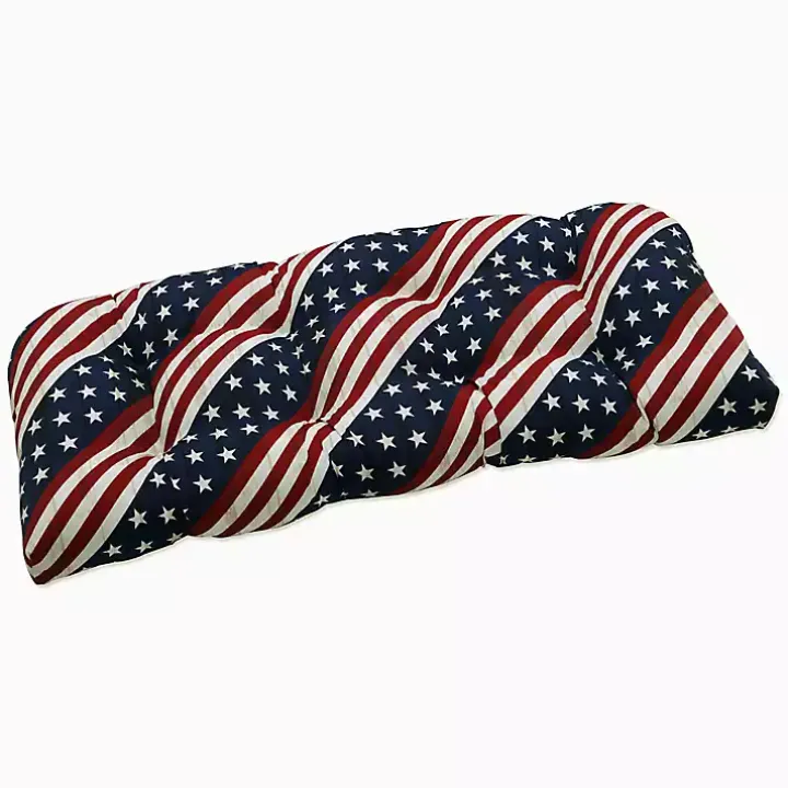 Stars & Stripes Tufted Outdoor Bench Cushion