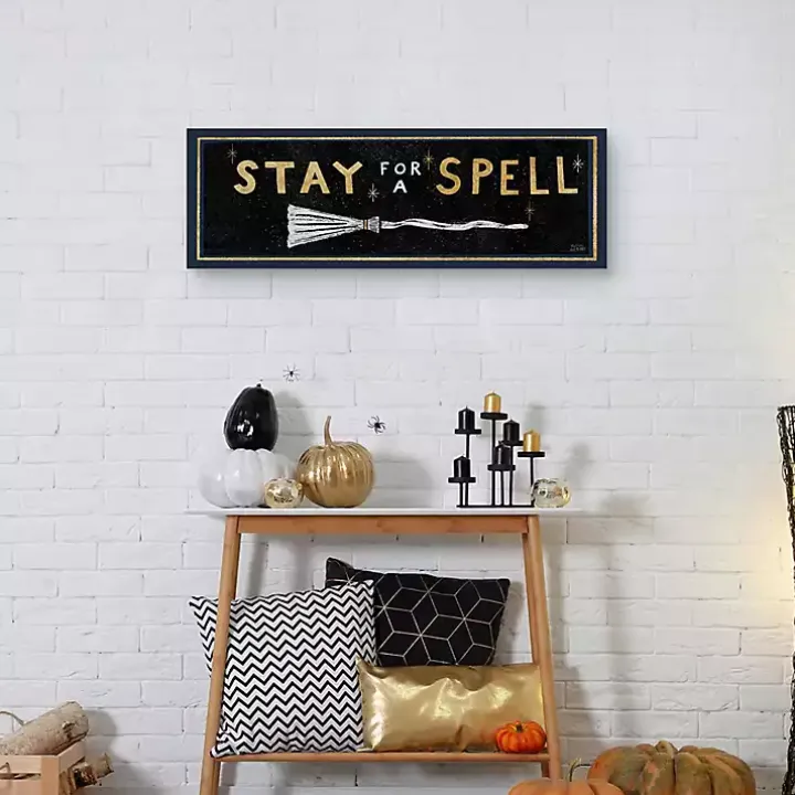 Stay For A Spell Witchy Halloween Wall Plaque